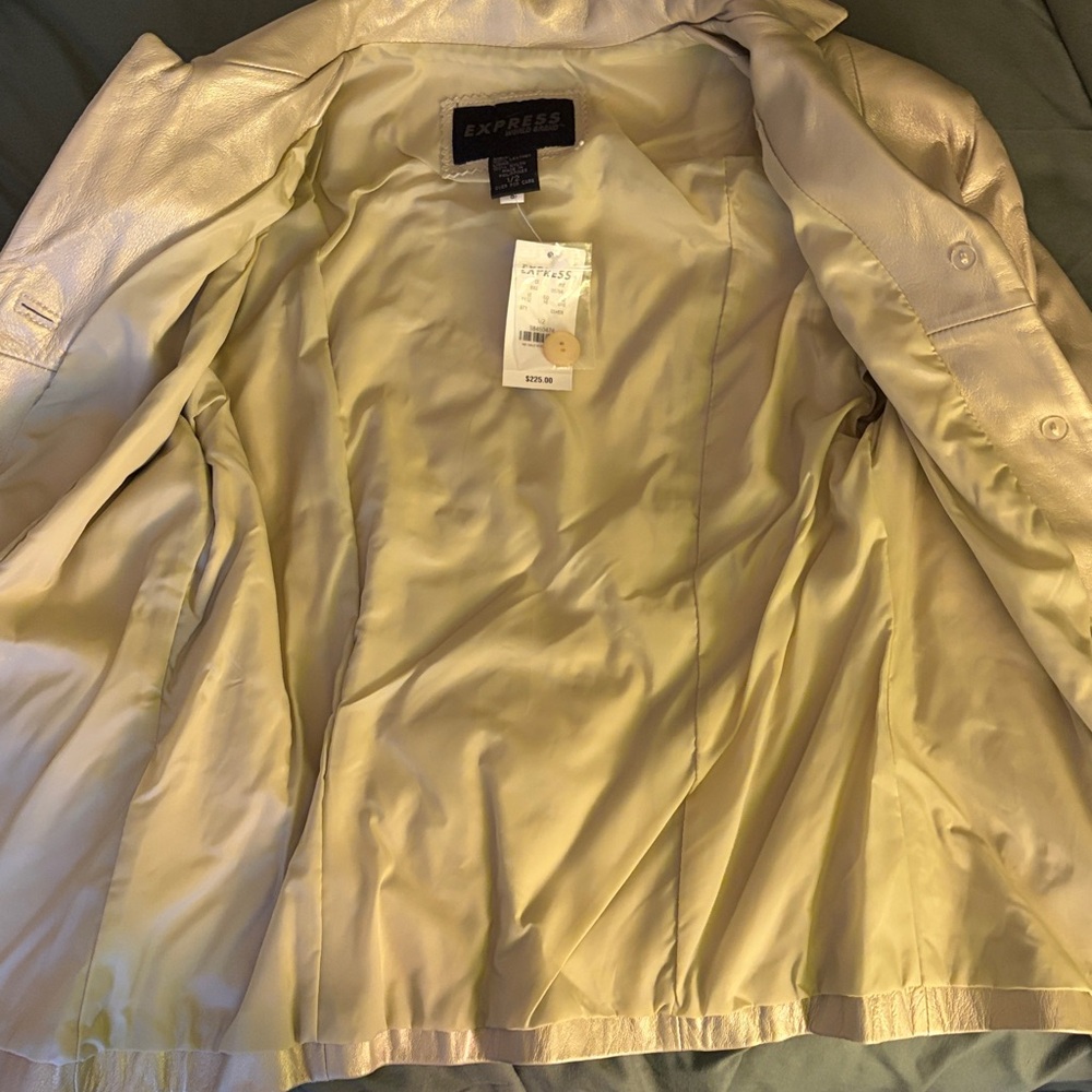 Express Gold Leather Blazer Jacket - Picture 2 of 4